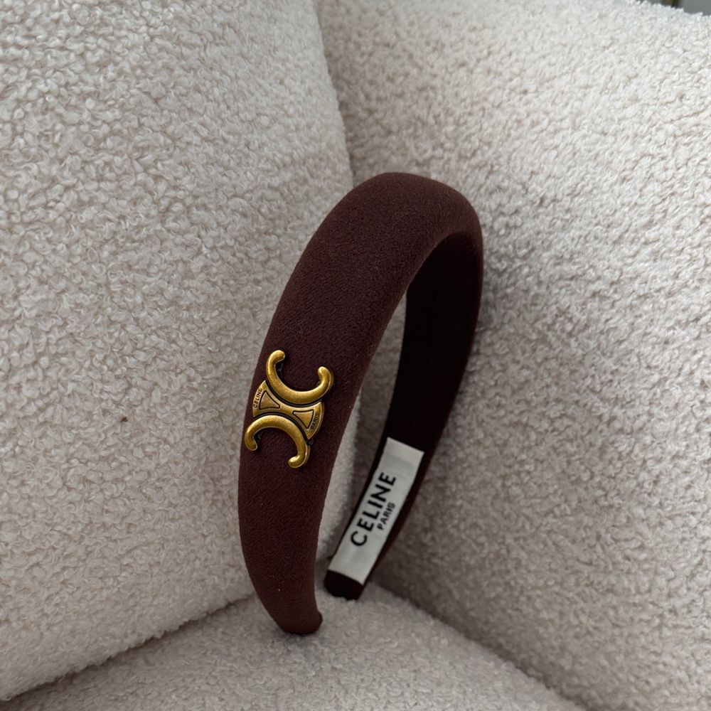 Celine Rich Brown Headband with Gold Accent